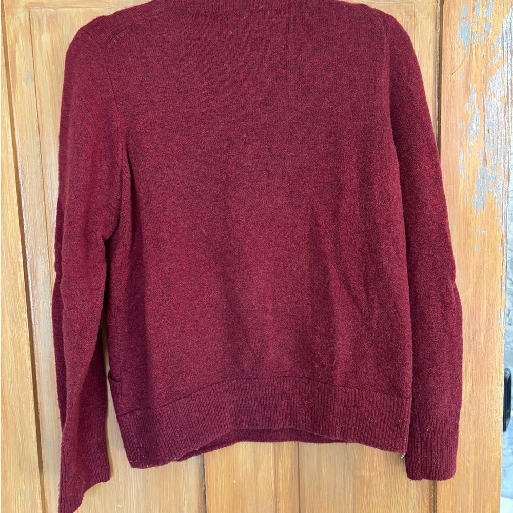 Madewell Deep Red V-Neck Sweater - Picture 3 of 7